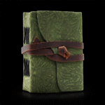 Fat Deckled Leather Notebook – Green Maze Pattern – 12.7×8.9 cm