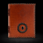 Leather Black onyx & Compas Notebook 17x12 cm