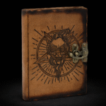 Leather Pentagon & Skull with Burns Detail Notebook (18x13 cm)