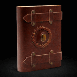 Leather Tigereye with Belts Notebook 15x10 cm
