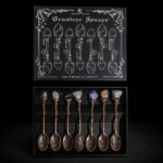 Set of 7 Bronze Gemstone Crystal Witch Spoons