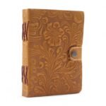 Leather Embossed Notebook – Tan Floral Pattern –  17.8×12.7 cm - Image 5
