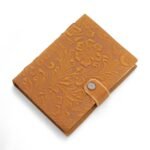 Leather Embossed Notebook – Tan Floral Pattern –  17.8×12.7 cm - Image 4