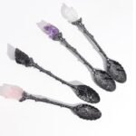Set of 7 Dark Silver Gemstone Crystal Witch Spoons - Image 4