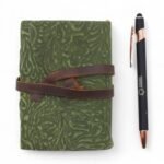 Fat Deckled Leather Notebook – Green Maze Pattern – 12.7×8.9 cm - Image 4