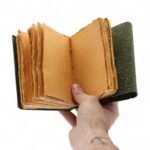 Fat Deckled Leather Notebook – Green Maze Pattern – 12.7×8.9 cm - Image 8