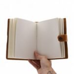 Leather Embossed Notebook – Tan Floral Pattern –  17.8×12.7 cm - Image 6