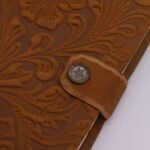 Leather Embossed Notebook – Tan Floral Pattern –  17.8×12.7 cm - Image 7