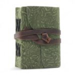 Fat Deckled Leather Notebook – Green Maze Pattern – 12.7×8.9 cm - Image 3