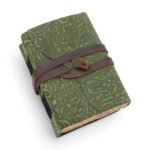 Fat Deckled Leather Notebook – Green Maze Pattern – 12.7×8.9 cm - Image 5